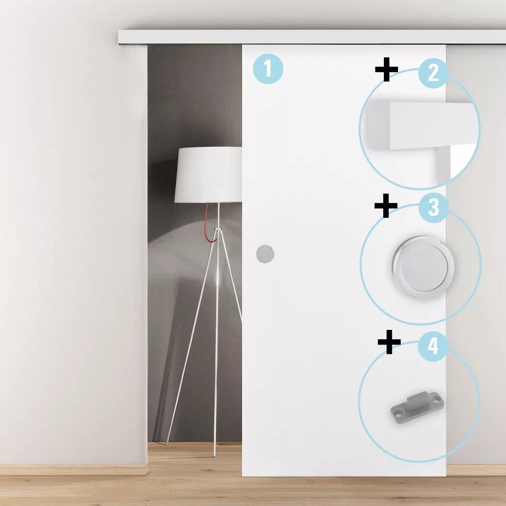 Schiebetür LINEA 40 Alu EV1 weiß blickdicht CIRCLE 935x2058x39mm