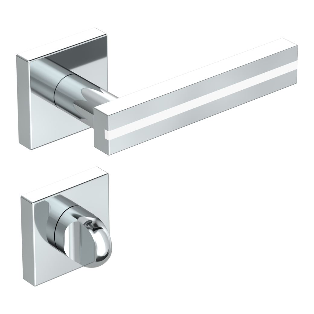 Türgriffgarnitur HAMPTON WHITE Klipptechnik Rosetten rund WC Chrom