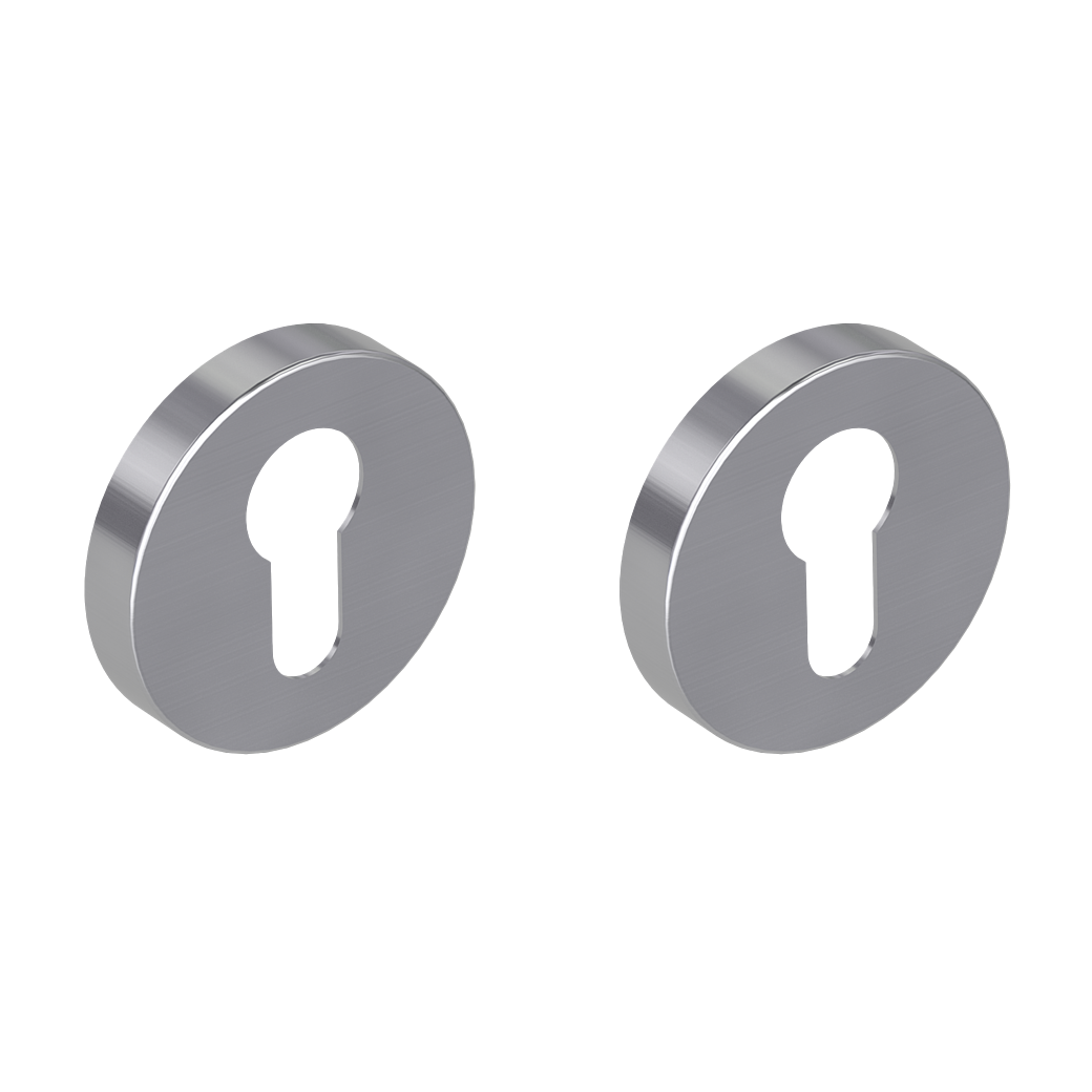 Schlüsselrosettenpaar rund Profilzylinder Klipptechnik Edelstahl matt
