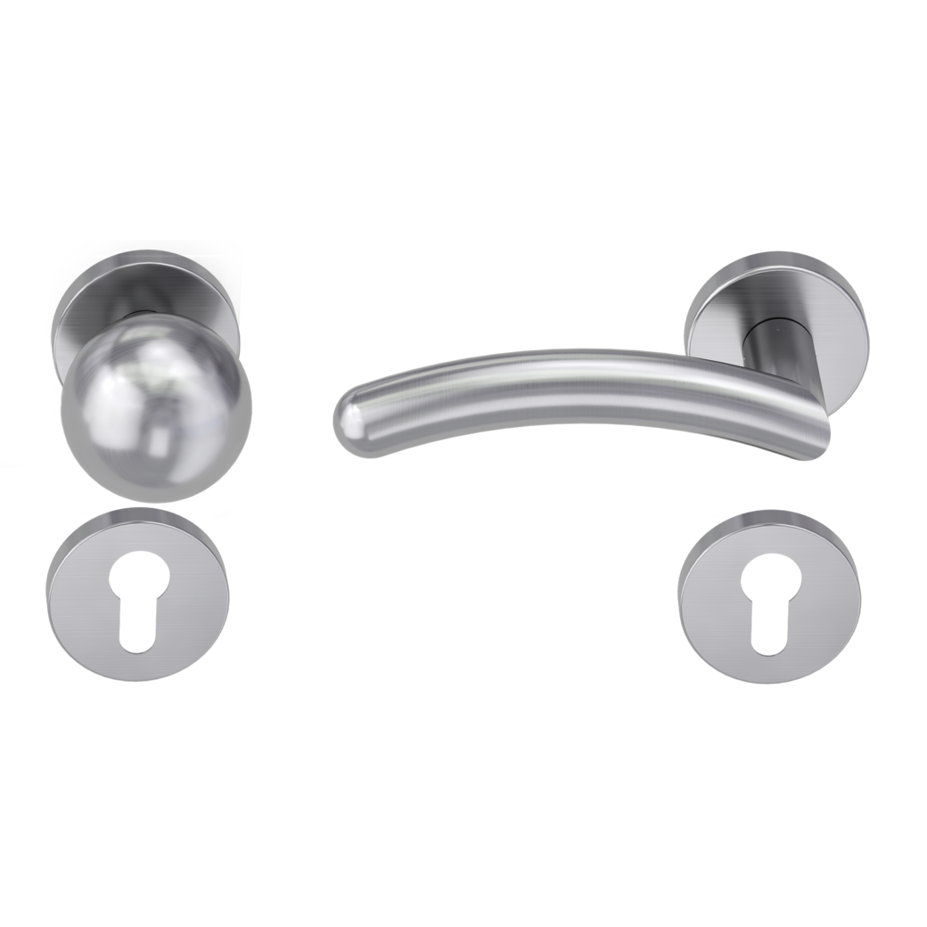 Wechselgarnitur SWING Klipptechnik Rosetten rund Knopf R4 Edelstahl matt L