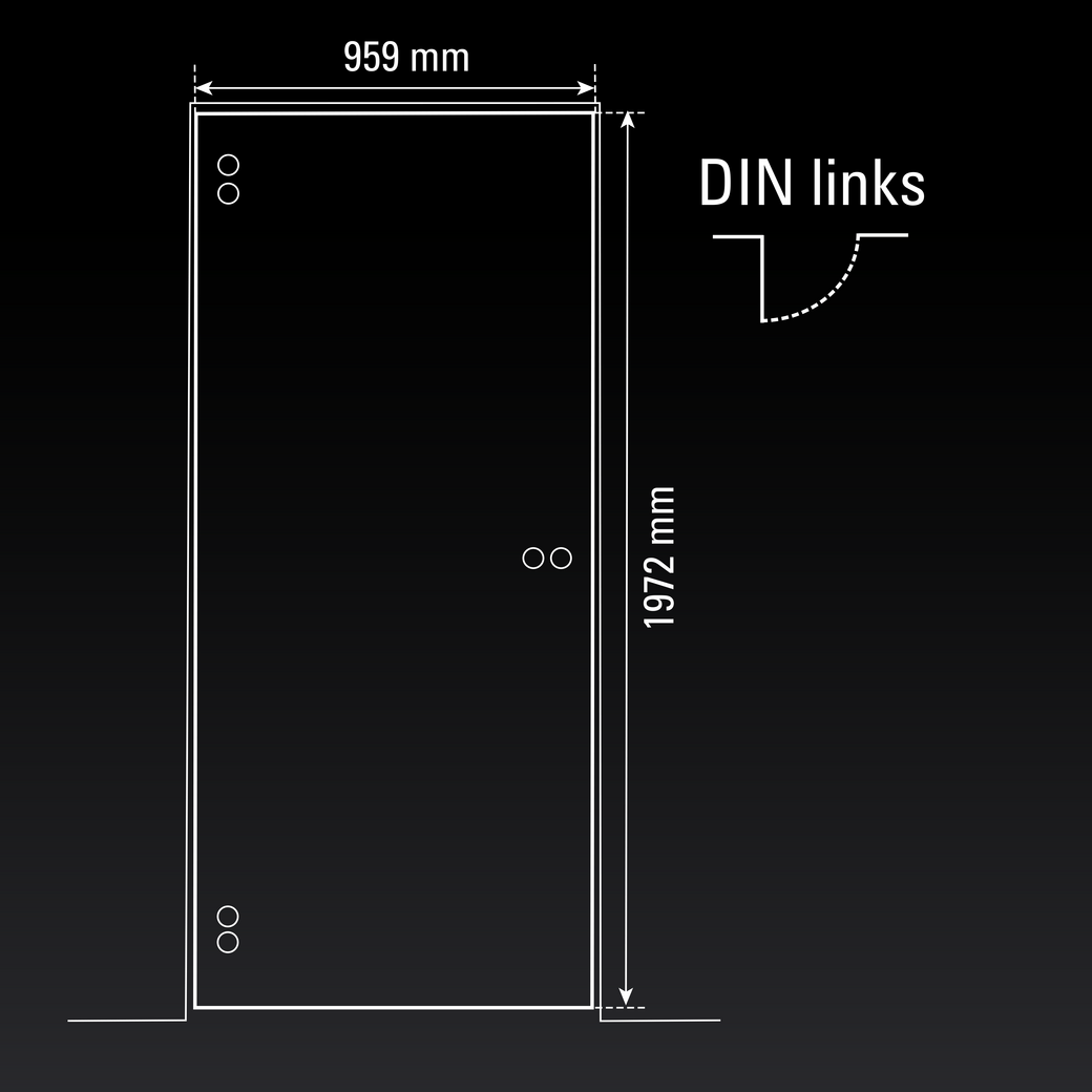 Glasdrehtür LINES HORIZONTAL ESG BASIC GREEN teilmattiert 959x1972x8mm Studio/Office DIN L