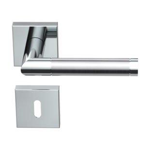 Freigestelltes Produktbild im idealen Blickwinkel fotografiert zeigt das Diamond Doors Griffpaar GEORGIA Edelstahl poliert-matt