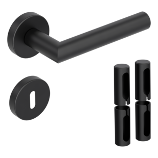 Türgriff-Set L-FORM PREMIUM Black Panther, Schließart Buntbart, Oberfläche Schwarz PVD, Montageart Klipptechnik