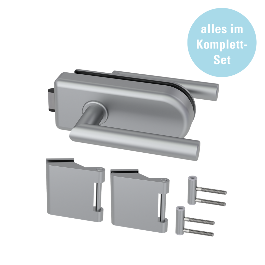 Glasdrehtür-Set JUBIDOOR 6.0 L-FORM Alu EV1 821x2013x8mm Studio/Office Ö-Norm R