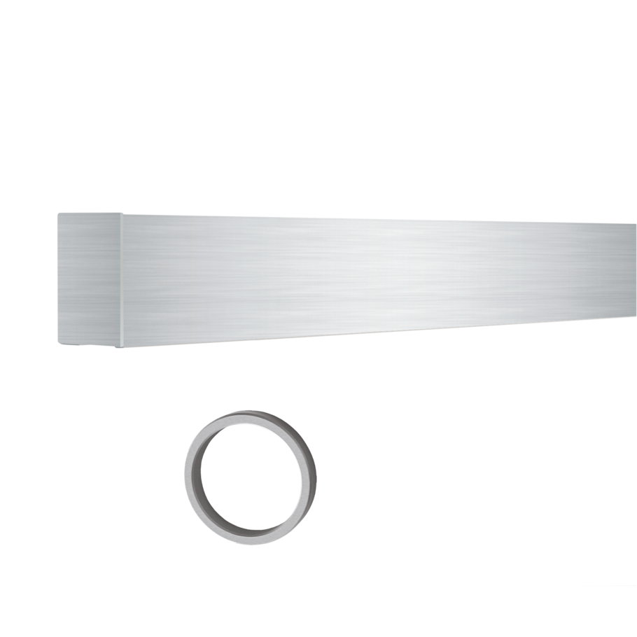 Freigestelltes Produktbild im idealen Blickwinkel fotografiert zeigt das Diamond Doors Schiebetürsystem LINEA 40 für Holztür, 1-flügelig, Edelstahl-Optik matt mit Griffmuschel GM_49110
