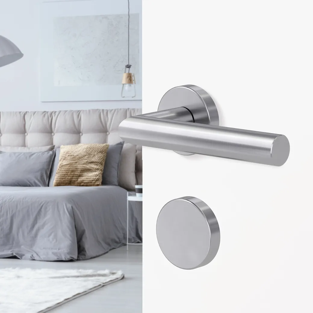 Schlüsselrosettenpaar rund Blindrosette Klipptechnik Edelstahl matt