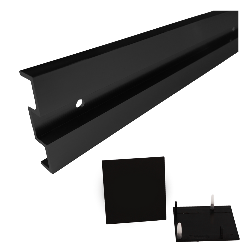 Wandabstand-Set LINEA 40 18.5 Distanzprofil, Endkappen 1900 Schwarz