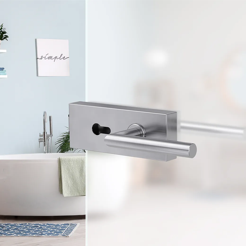 Glastürbeschlagset STYLE PREMIUM Profilzylinder Flüster 3-tlg. Bänder L-FORM Edelstahl-Optik matt