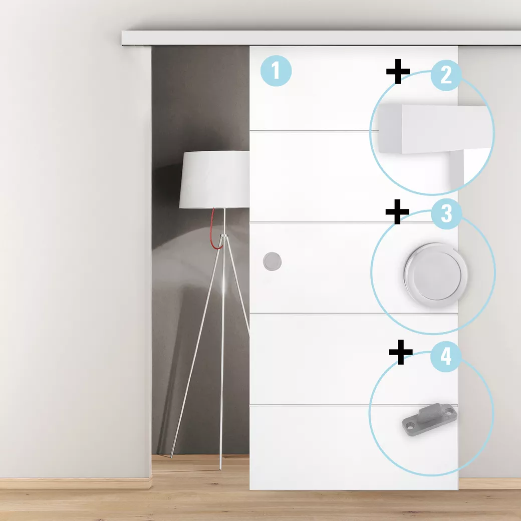 Schiebetür LINEA 40 PREMIUM Alu EV1 blickdicht Weisslacktür + CIRCLE 935x2058x39mm