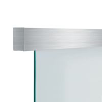 Freigestelltes Produktbild im idealen Blickwinkel fotografiert zeigt das Novadoors Schiebetürsystem NOVA 401 für Glastür, 1-flügelig; Edelstahl-Optik matt