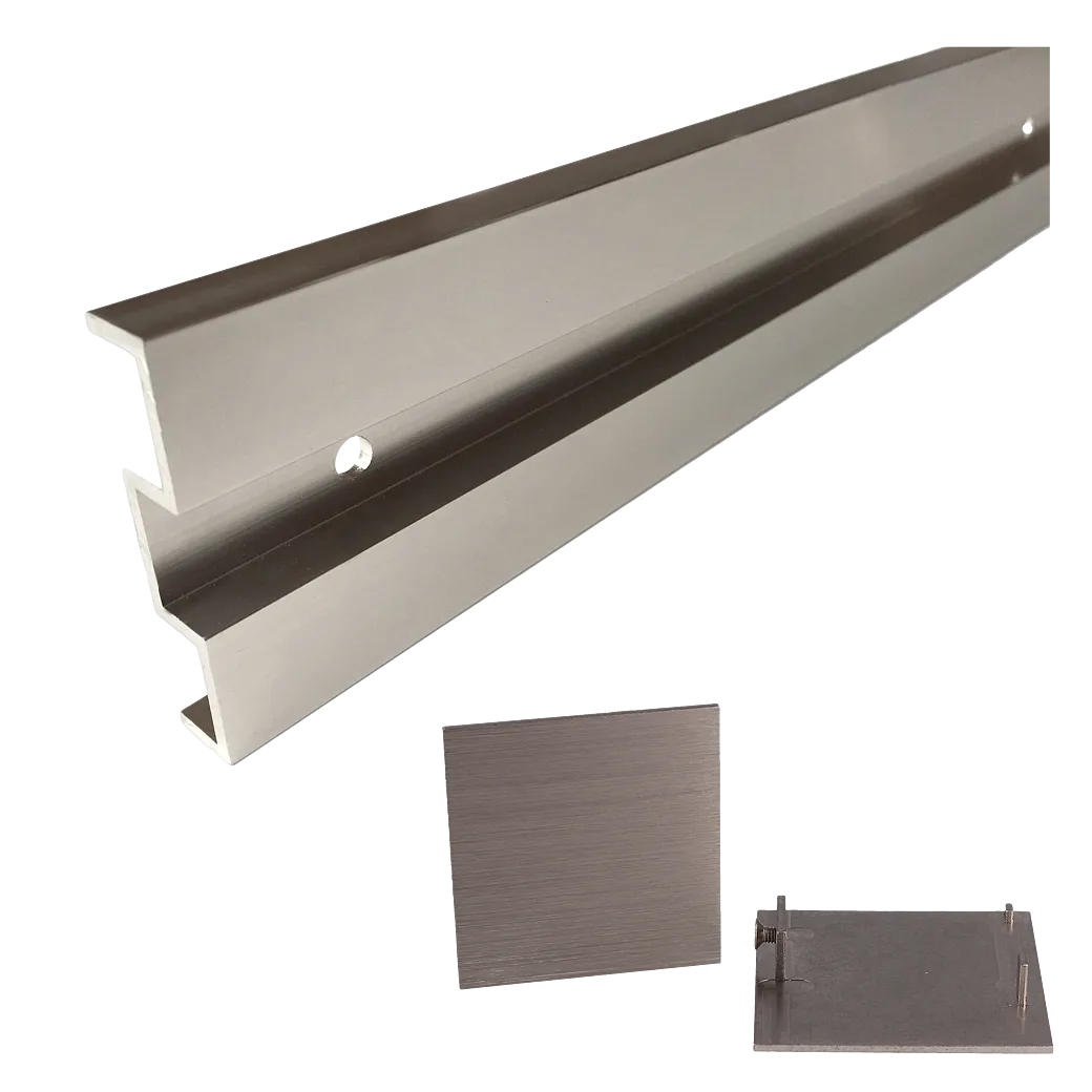 Wandabstand-Set LINEA 60 2.0 12.5 Distanzprofil, Endkappen 2000 Edelstahl-Optik matt/C31