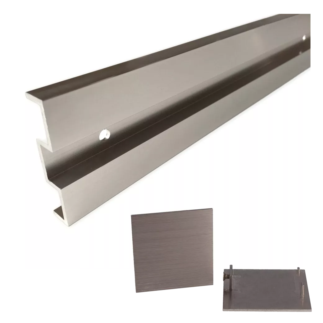 Wandabstand-Set LINEA 60 12.5 Distanzprofil, Endkappen 2000 Edelstahl-Optik matt