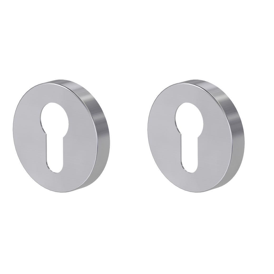 Schlüsselrosettenpaar rund Profilzylinder Klipptechnik Edelstahl matt
