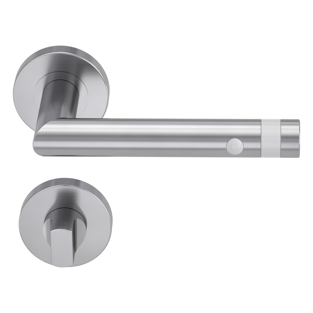 Türgriffgarnitur LED WHITE LIGHT Klipptechnik Rosetten rund WC Edelstahl matt
