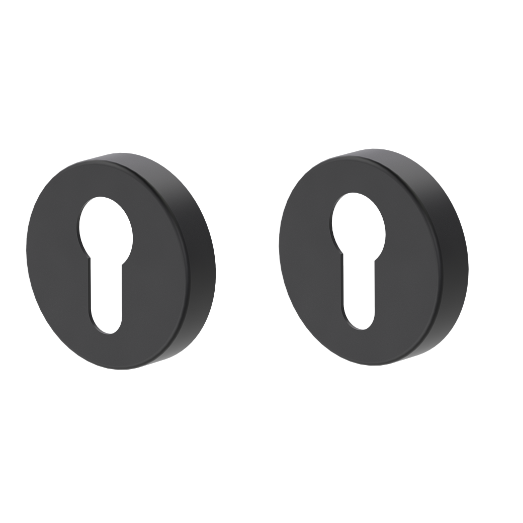 Schlüsselrosettenpaar Zink rund Profilzylinder Klipptechnik Schwarz