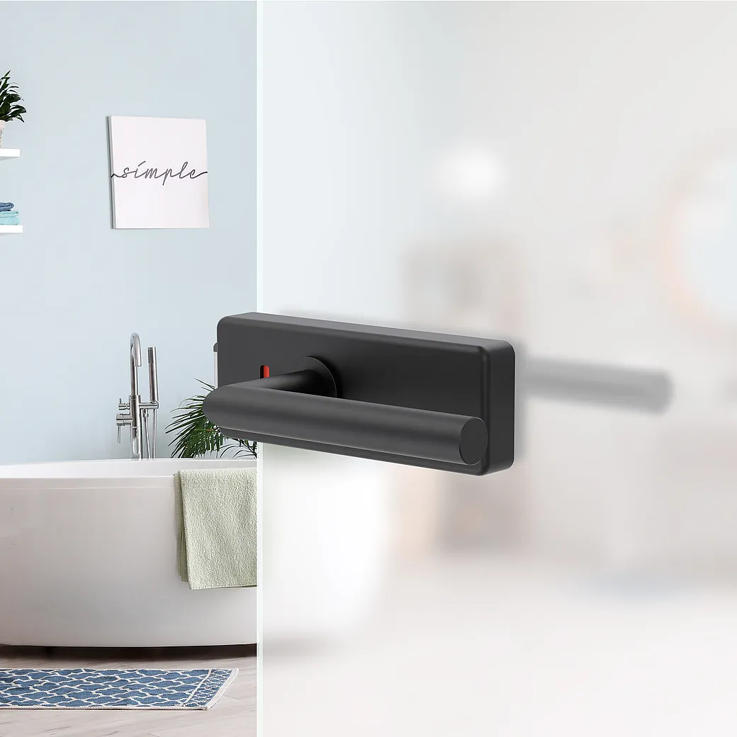 Glastürbeschlagset STYLE PREMIUM WC Flüster 3-tlg. Bänder L-FORM schwarz Schwarz