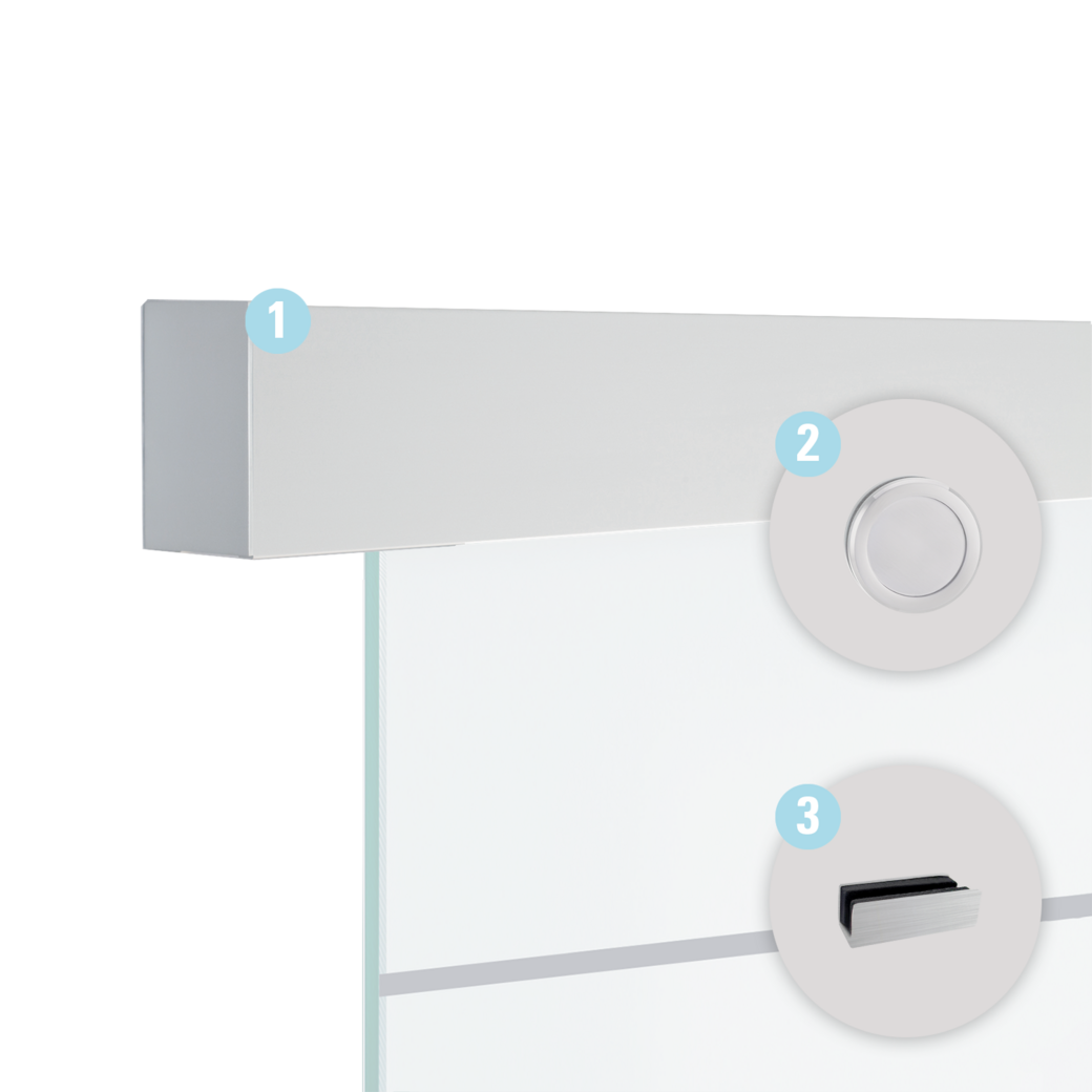 Schiebetürsystem STS_417 Wandmontage/Glastür 1,9m 1-flg. Alu EV1 GM_49110